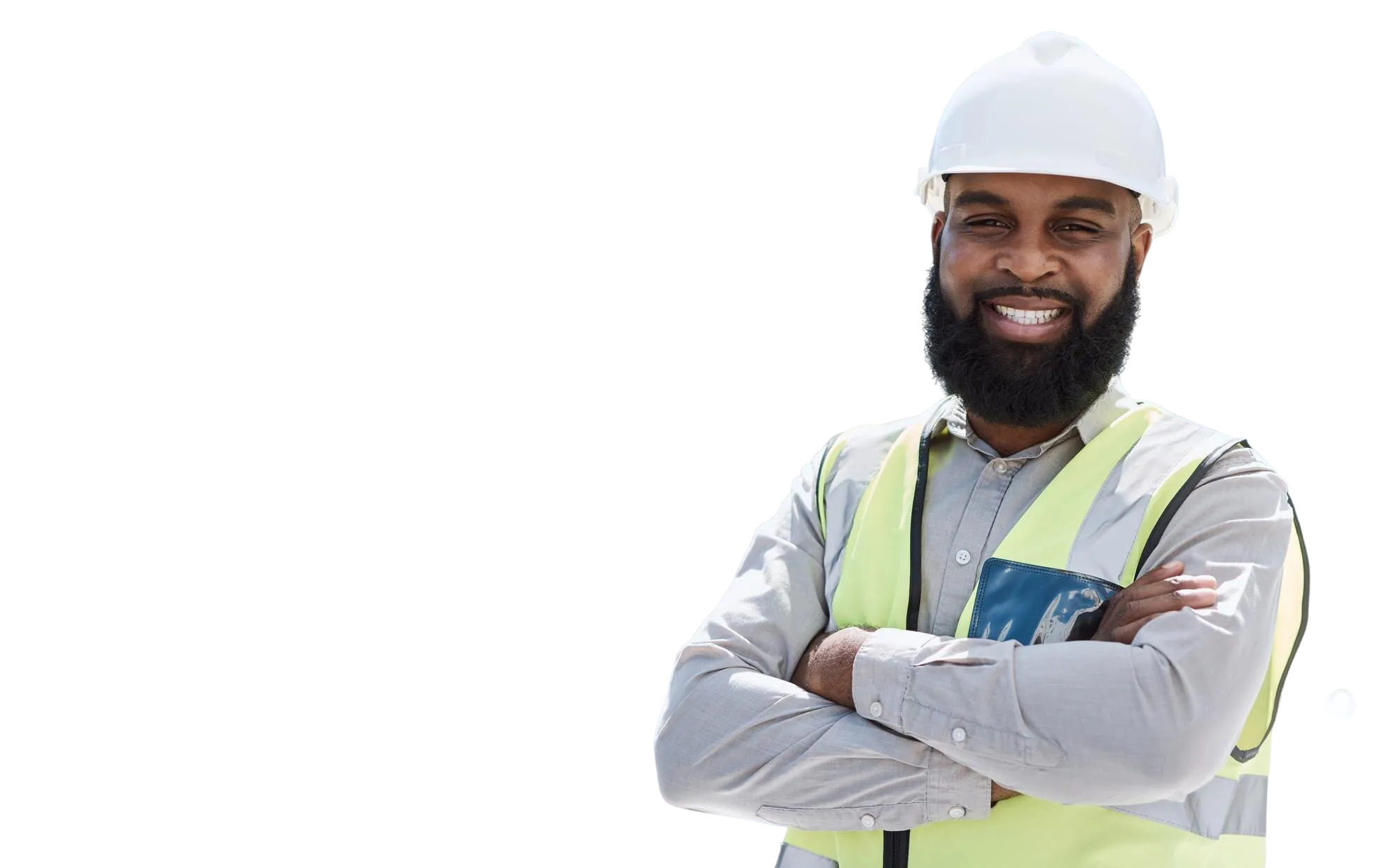 Portrait d'un ingénieur en construction avec les bras croisés